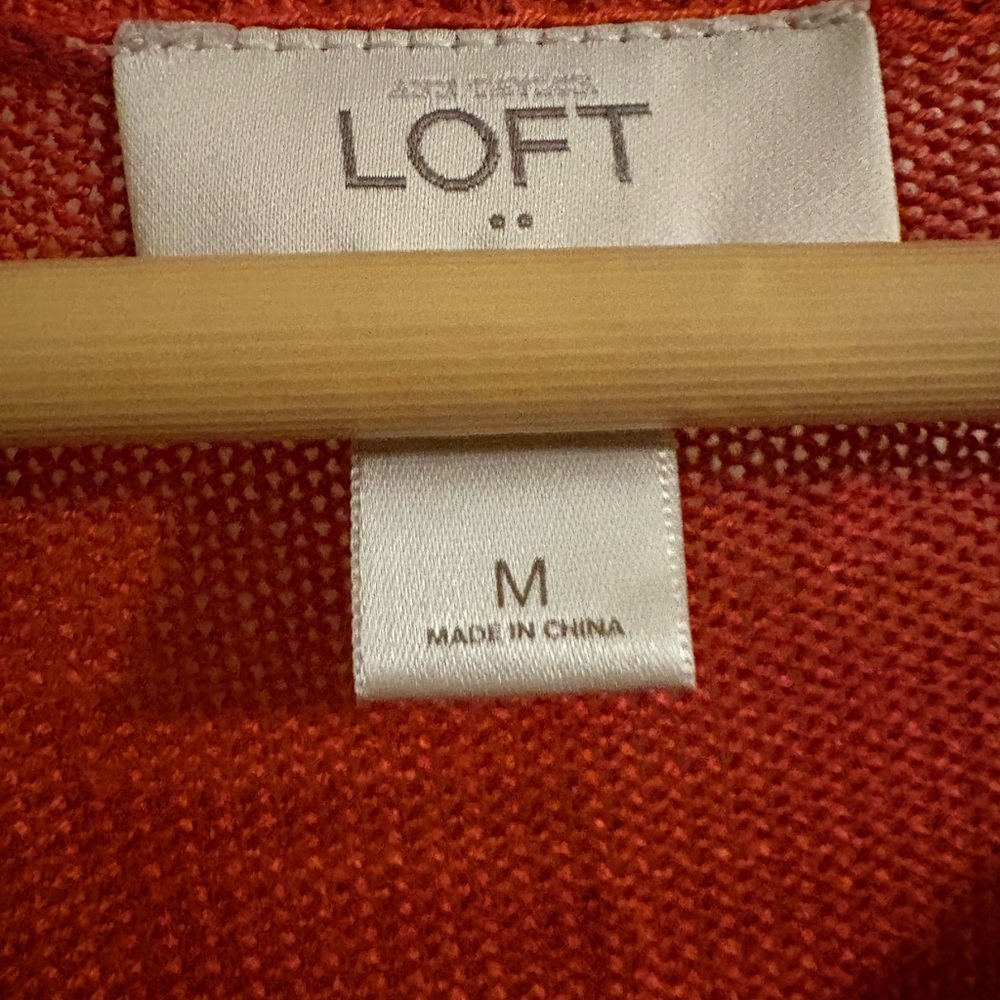 LOFT Vibrant Red Textured sweater lightweight - Picture 3 of 3